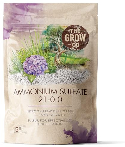 Ammonium Sulfate 21-0-0 Fertilizer, High Nitrogen for Rapid Plant Growth & Deep Green Color, Ideal Soil Acidifier to Lower pH in Alkaline Soil, 5 lb