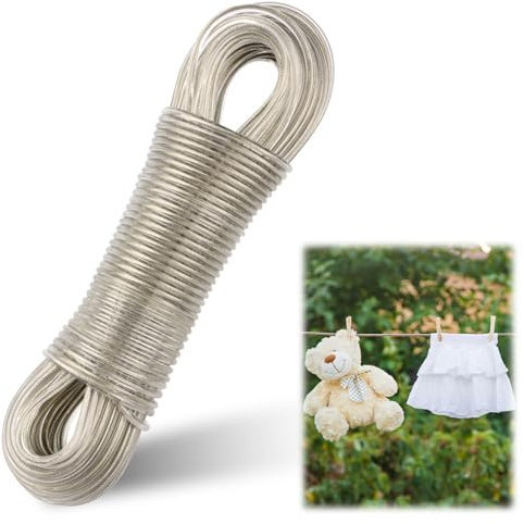 30m Wäscheleine Ø4mm Mit Stahlkern, Extra Stark, Rost- Und Korrosionsbeständig, Für Draußen Und Garten, Kapazität 120kg, Ersatzleine Für Den Außeneinsatz Geeignet