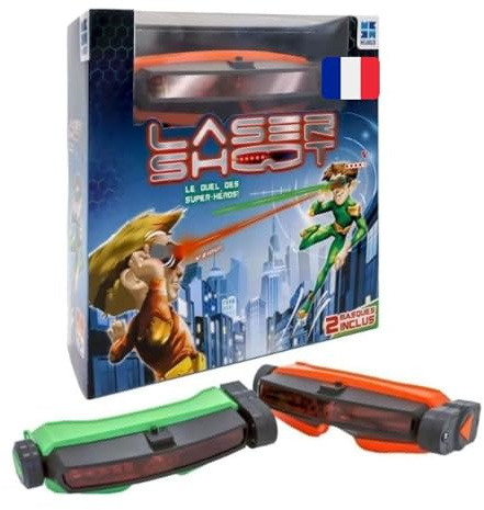 Megableu Laser Shoot - Juego láser para niños a Partir de 6 años, sin Pistola, con 2 máscaras láser Ajustables, Combate hasta 10 m, Juegos al Aire Libre y Interior, Idea de Regalo, versión Francesa