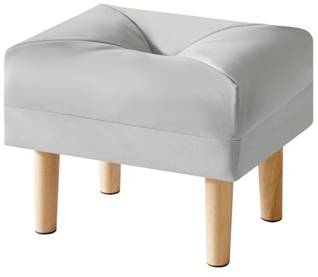 YMYNY Ottomano, Poggiapiedi Camera da Letto, Pouf Poggiapiedi, Materiale Del Tessuto Tecnico, Sgabello Basso in Legno, Piccolo Sgabello Imbottito per Soggiorno e Ingresso 40 x 29 x 32CM Grigio HBD040G