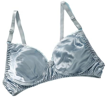 GHAKKE Soutien-Gorge Triangle en Soie De Mûrier, Ultra-Fin D'été Sexy en Satin Double Face, Sans Fil Confortable Au Quotidien (01,40/90)