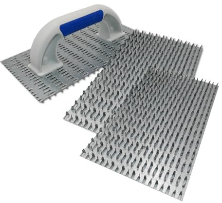 DEWEPRO Grattoir professionnel avec 2 lames de rechange – Grattoir de nettoyage – Planche à râper pour plâtre minéral – Dimensions : 250 x 135 mm