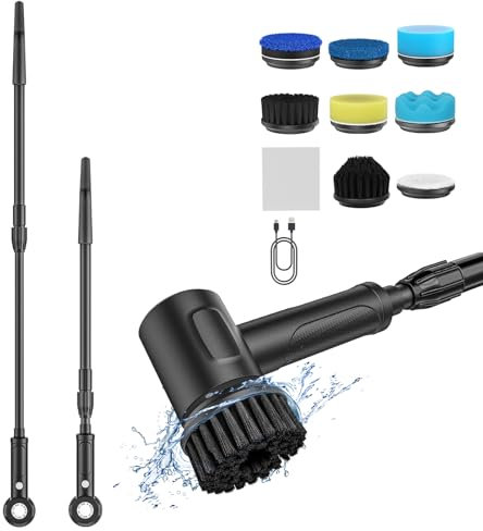 Cepillo de limpieza eléctrico para el hogar, inalámbrico, con 8 cabezales de cepillo, cepillo eléctrico para baño, cocina, azulejos, lavabo, baños, suelos, paredes