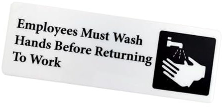 Letrero acrílico con texto en inglés Employees Wash Hand, 7 x 2.7 pulgadas, adhesivo para pared de puerta, letrero informativo de negocios, lávate las manos antes del trabajo, para tienda de té con
