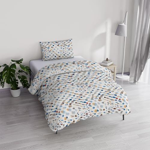 Set Copripiumino Singolo River, lavorato in Italia - Parure Copri Piumino - Sacco Piumone 150x200cm con Doppia Patella e Federe Cuscino (Singolo, tarim)