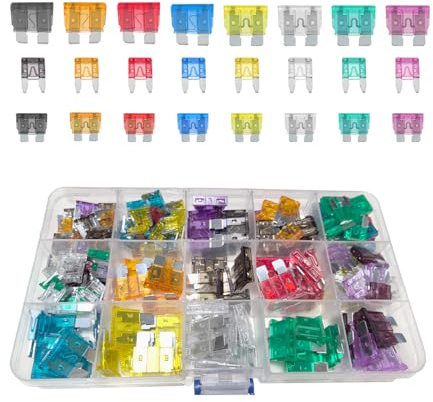JNNJ 180 Piezas Fusibles de Coche, Mini Mixta Fusible, 2A /3A / 5A/ 7.5A/ 10A/ 15A/ 20A/ 25A / 30A/ 35A/40A, Kit de Surtido Fusibles para Automóvil, Estandar Cuchilla Fusibles Surtido Kit(Aluminio)