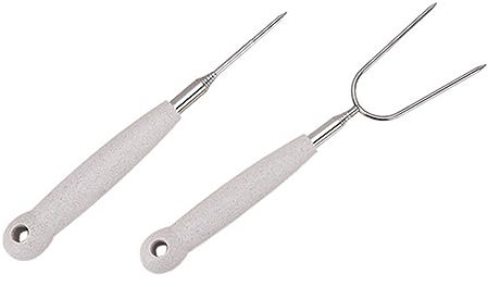 UPKOCH 1 Juego Tenedor De Barbacoa De Inoxidable De Tenedores Flexibles Para Doble Y Simple Herramientas De Barbacoa Portátiles Para Camping Y Reuniones Al Aire 2 Piezas