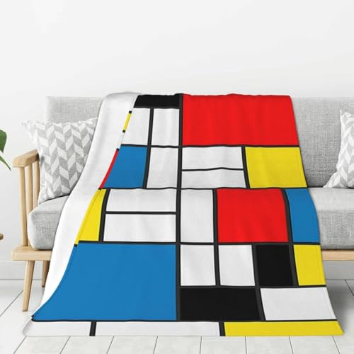 LfearTesa Coperte per divani e poltrone, copriletti, coperte da viaggio, coperte per divani e letti, sfondo colorato in stile Mondrian,40x30
