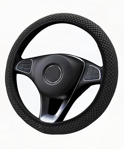 Xibao Funda Volante Coche,Funda Volante Coche Universal,Accesorios para el Interior del Coches,Adaptarse a la Mayoría de los Coches,Compatible con Volantes Estándar de 14,5 a 15 Pulgadas (Negro)