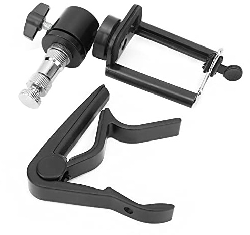 RiToEasysports Supporto per Telefono Cellulare Capotasto per Chitarra Supporto da Collo Regolabile Portatile per Leggero Nero