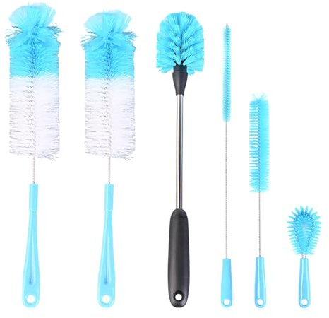 6-Teiliges Set FlaschenbüRste Nylonborsten FlaschenbüRste Lang 42 cm LäNge GrüNdliche Reinigung Strohhalm BüRste Zum Reinigen Von Vasen Mit Schmaler öFfnung, Wasserbechern Blau