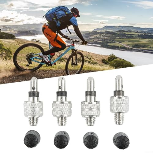 Niceminiwall 4 Pack Stainless Steel Tube Valves for Dunlop Valve (Germany Type) Compatible with Road and Mountain Bikes - Silver