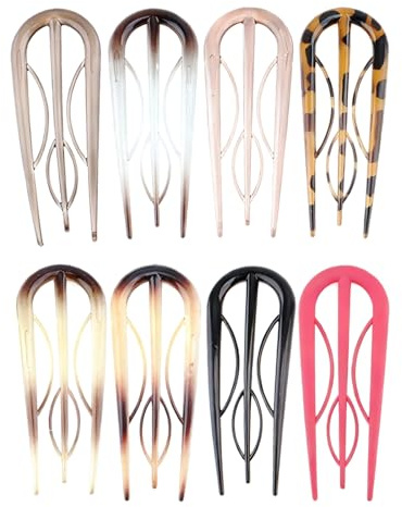 8 pinzas francesas para el pelo, horquillas francesas en forma de U para mujer, horquillas francesas retro en U para mujer, clips giratorios para moños, accesorios de peinado (8 colores)