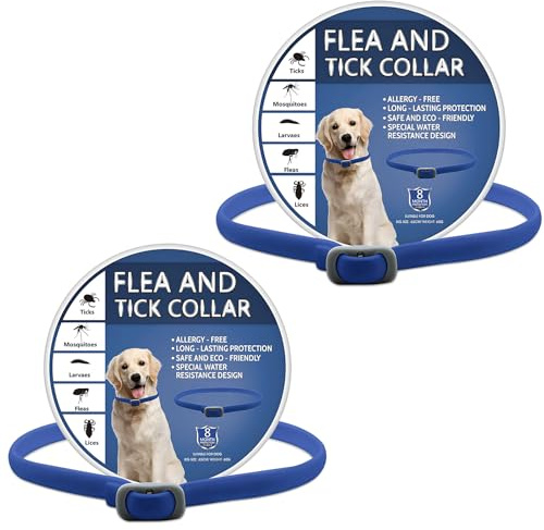 2 Pack Dog Repellent Collar, 65cm Adjustable Waterproof Collar for Dogs, Natural Essential Oils, Safe & Effective Protection for Puppies & Dogs, Bule
