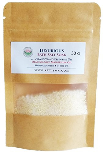 ATTIS Luxurious Bath Salt Soak with Ylang Ylang Essential Oil, Magnesium Oil, Dead Sea Salt | Vegan | Hand made | Relaxing | Refreshing | Calming (30g)