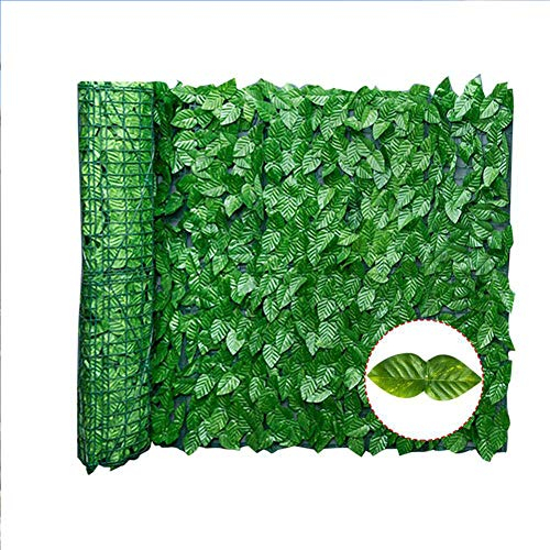 Jilijia Künstliche Efeu-Blätter, Sichtschutz auf Rolle, künstlicher Efeu, Dekoration, Privatsphäre, Hecke, Wand, Landschaftsbau, Gartenzaun, UV-Schutz, Garten (2 Stück, 0,5 x 1 m) (Apfel)
