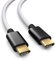 PAXO 3m Nylon PS5 Ladekabel für Playstation 5 Controller, USB C auf C Kabel, USB 3.1 (USB 3.0), Ladekabel, Stoffmantel, Aluminium Stecker, weiß