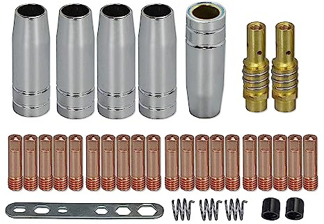 RIVERWELD MB15 15AK Kontaktspets M6 0,8mm & Spetshållare Diffuser & Shield Cup & för MIG Svetsbrännare 33st