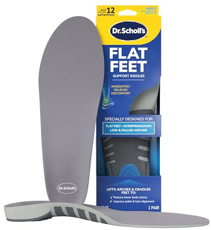 Dr. Scholl’s Flat Feet Support Insoles for Men, Size 8-14: Immediately Relieve Discomfort, Cradle Feet & Improve Ankle Alignment, Due to Overpronation, Low & Fallen Arches, Reduces Lower Body Stress