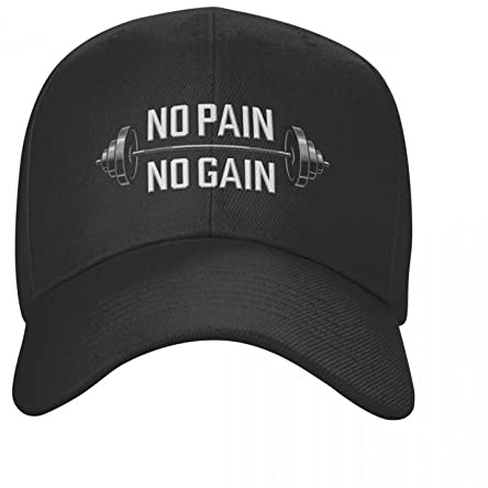Casquette de Baseball No Pain No Gain Gym Citation de Motivation Casquette de Baseball Adulte Musculation Entraînement Chapeau de Papa réglable Chapeaux de Sport Casquettes Snapback réglables