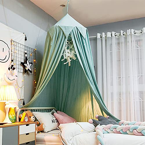 Surwin Baldacchino per Letto Bambina Bambini, Zanzariera Cupola Baldacchino per Lettino Culla Neonato Letto Matrimoniale, per Gioco Lettura Camera da Letto Spogliatoio (Nappa Verde)