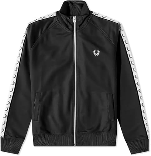 Fred Perry Trainingsjacke mit Tape-Details, Schwarz , XXXL