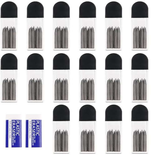 Scettar 160 Stück 2B Zirkelminen, 2mm Zirkel Mine mit 2 Stück Radiergummi, Zirkel Ersatzminen, Zirkelersatzminen, Zirkel Mine für Mathematischen Zeichnungen Und Konstruktionsmarkierungen