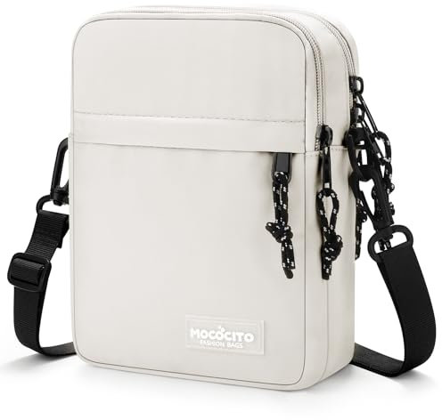 MOCOCITO Umhängetasche, Schultertasche für Herren, Kuriertasche aus Nylon, Messenger Bag für Tägliches Leben Reise(Groß-Beige)