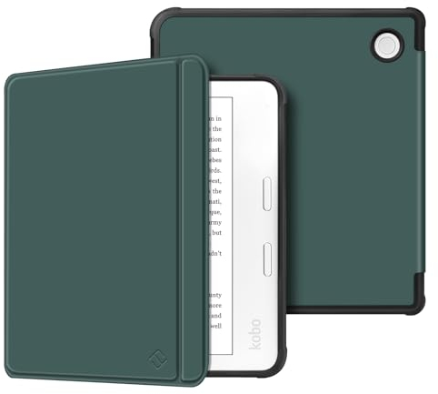 Fintie Hülle für Tolino Vision Color (2024)/Vision 6 (2021) & Kobo Libra Color (2024)/Libra 2 (2021) 7 Zoll eReader - Superleicht Soft TPU Schutzhülle mit Auto Schlaf/Wach, Nachtgrün