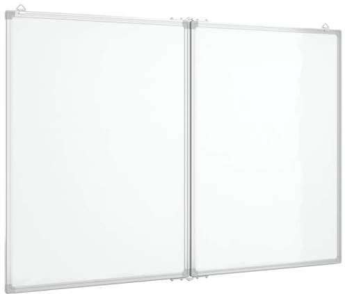 vidaXL Magnetisches Whiteboard, Memoboard mit Haken Metallrückwand, Magnettafel für Schule Konferenzraum Büro, Schreibtafel, Klappbar Aluminium