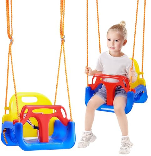 VEVOR 200 lbs Weight Capacity Baby, Adjustable Ropes and Snap Hooks, Snug & Secure Detachable Infants to Teens Kids Swing Seat, for Outdoor and Indoor, Multiple Colour, 42 x 31.5 x 36.5 cm