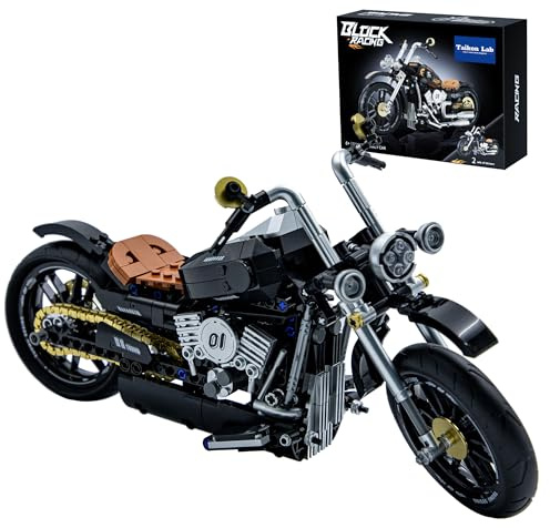 TAIKONLAB Vintage Motorcycle Building Block Toy Set, Collectible Heavy Motorbike Building Bricks Model Kit for Kids Adults (445 Pcs)