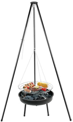 gzcmxh Campfire Tripod Grill, Adjustable Height BBQ Grill, Foldable Tripod Grill for Outdoor Camping Fire (black)