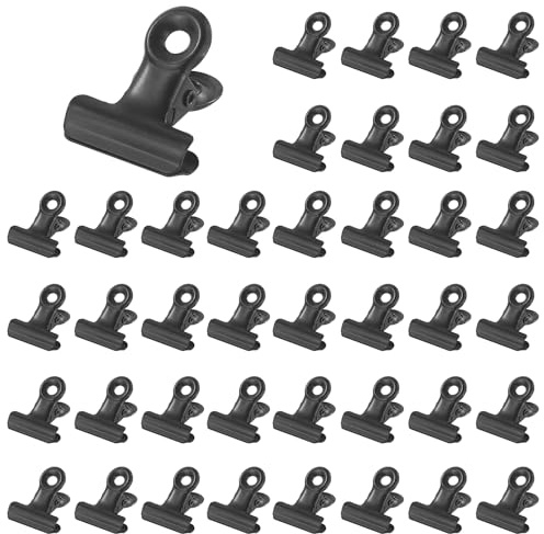 41 clips de Bulldog, clips de papel de bulldog pequeño, clip multifunción de 22 mm, pinzas negras, clips de bisagra de metal para bolsas de etiquetas, tiendas, oficinas y cocinas en casa