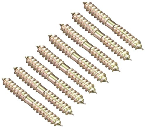 TOP-VIGOR 8Pcs Hanger Bolts, M6x58mm Double Ended Self-Tapping Thread Wood to Wood Dowel Screws, Double Ended Dowel Screws, Screw Dowels Hanger for Wood Connecting