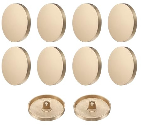 QUARKZMAN Botones Metálicos Redondos Planos 44L 28mm Dorado Mate 10Pcs | Bontones de Aleación, Reemplazo para Trajes, Abrigos de Lana, Camisas y Pantalones, Manualidades de Costura