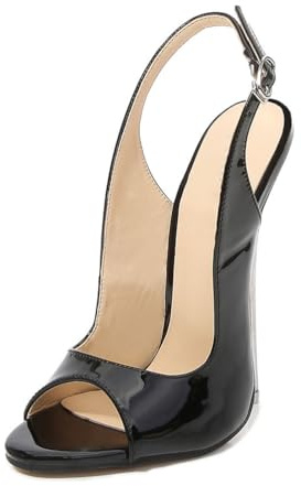 Omeslike 16CM/6.30IN Femmes Sexy Talons Hauts Sandales Mode Bout Ouvert Stiletto Robe De Mariage Chaussures Stripping Danse Pompes pour Les Femmes,Noir,46 EU