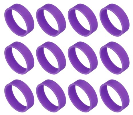 QUARKZMAN 12Pcs Bandes En Caoutchouc De Silicone, 20mm/0.8Pouce Anneaux En Caoutchouc Atsalissures Cables Bandes Elastiques Resistantes Anti-Derapantes Pour Enveloppement De Cordon, Violet