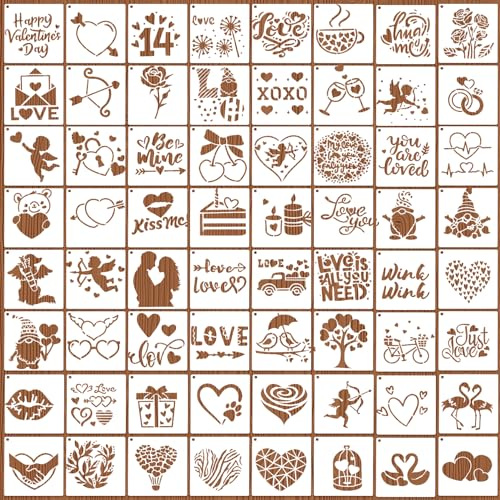 64 Pcs Pochoir Peinture,Pochoir Scrapbooking,Saint-Valentin Pour Bois, Mur Et Meubles | Diy Et Décoration D'Intérieur