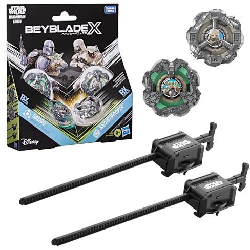 Beyblade X and Star Wars Collab, Grogu 3-60F vs. Snowtrooper 3-80N, 2 Takara Tomy Battling Tops-spelleksaker, 2 avfyrare, Star Wars-leksaker, från 8 år