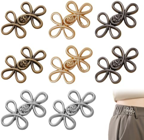 YHIJSR 8 pares de clips para ajustar pantalones, broches para botones de jeans, clips ajustables para ajustar la cintura, para pantalones y jeans.