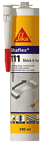 SIKA - Adhesivo y sellador flexible - Sikaflex-111 Stick & Seal - Gris - Masilla multiuso - Suporte multiple - Interiores y exteriores - Superficies humedas - 290ml