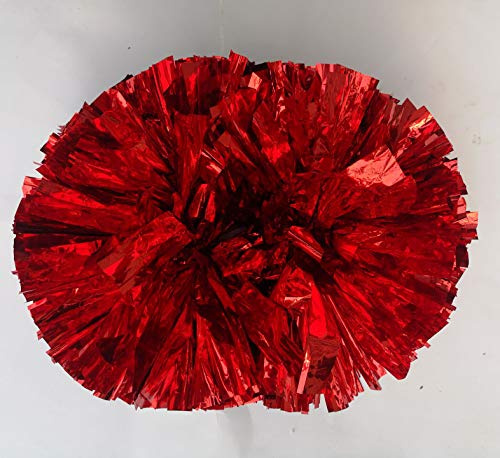 Egurs 2 stycken Cheerleading Pompons Cheerleader Metallic Pom Poms Sport Tillbehör för Cheer, Dans Team, Party, Aerobic Cheerleading röd L