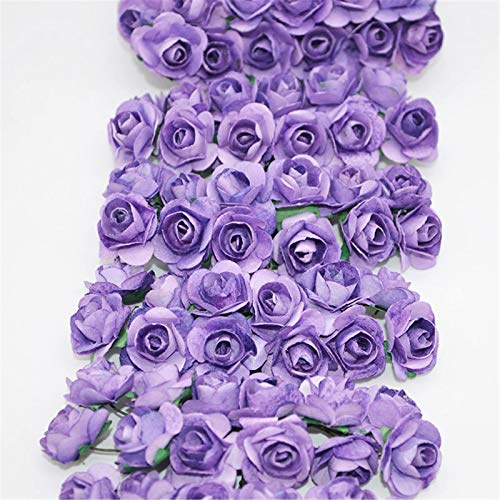 ASkinds 144 Pieces Artificial Flowers Mini Paper Roses Wedding Decorative Flowers Bouquet Vases for Home Decor Christmas Garland