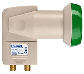 HUMAX Green Power Twin-LNB, 2 Teilnehmer, Satelliten universal LNB, Stromsparend, 2-Fach, LTE-Filter, Wetterschutzgehäuse, vergoldete F-Buchsen, digitales Fernsehen in HD, Full HD, 4K UHD