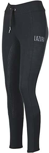 Lazura - Reitleggings für Damen Hanna | Vollbesatz aus Silikon | Reithose mit 2 seitlichen Handytaschen & Weitenregulierung | Vollbesatzreithose in Schwarz | Reitbekleidung in Größe 42