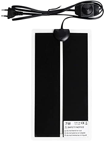Geoyien Heizmatte terrarium, 15 X 28CM Heizmatte, Terrarium heizmatte, Reptilien Heizmatte, wasserdicht feuchtigkeitsbeständig, einstellbare Temperatur (0-35 Grad) Europäischer Stecker (7W, 220V-240V)