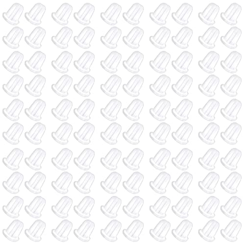 100 pezzi Ferma Orecchini in Silicone,Fermagli Sicurezza,Chiusure per Orecchini,Orecchini Ferma Orecchino Unisex,per la sostituzione fai-da-te,Trasparente(4 * 4 mm)