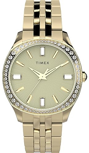 Timex Trend 36 mm damklocka - Guldfärgat armband i rostfritt stål, guldfärgad urtavla, guldfärgad boett TW2W17600