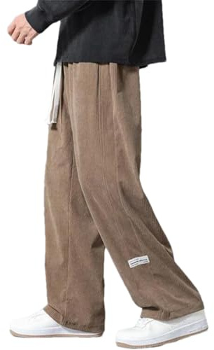 BoShiNuo Pantalons d'Automne et d'Hiver en Velours Côtelé pour Hommes Style Vintage Japonais Pantalons en Velours Côtelé Droits Décontractés, kaki, M